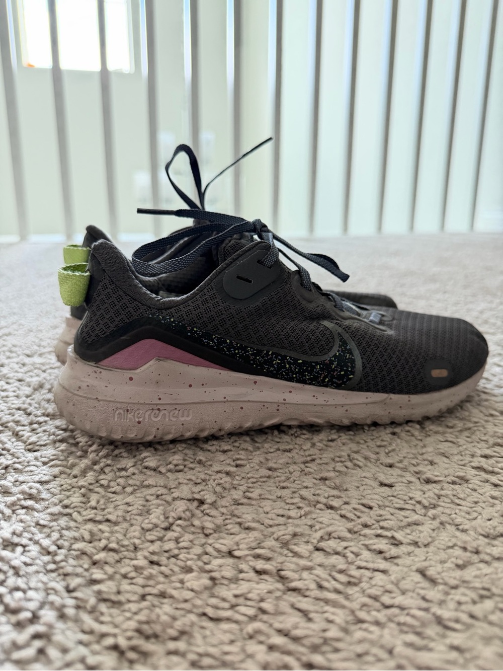 Nike Grey Athletic Sneakers with Pink & Lime Accents